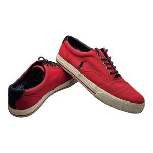 POLO RALPH‎ LAUREN Vaughn Canvas SNEAKER Red Boat Shoe Mens Size 11 D